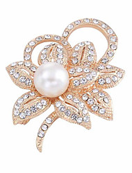 cheap -Women&#039;s Pearl Brooches Classic Flower Fashion Brooch Jewelry White Gold For Party Gift Daily Office