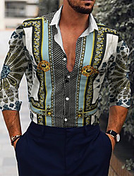 cheap -new 2020 spring digital printed shirt fashion mens bohemian shirts homme design v neck tops blouse