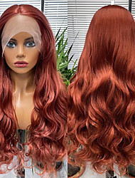 cheap -Synthetic Lace Front Wigs For Women Long Wavy Wine Red Color Free-Parting Fashion Natural Hair High Temperature Fiber Cosplay