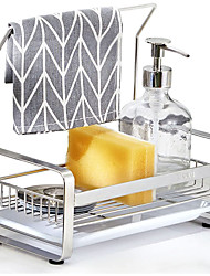 cheap -Stainless Steel Sponge Holder with Dishcloth Drying Rack Kitchen Sink Organizer Caddy Tray Sponge Brush Soap Holder Set with Removable Drain Tray for Kitchen
