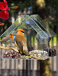 cheap -Window Bird Feeders  Strong 3 Suction Cups Hanging Wild Bird Feeder  Clear Acrylic Housing  Easy to Clean Bird House with Drain Holes  Great Gifts Idea