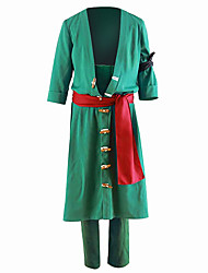 cheap -Inspired by One Piece Roronoa Zoro Anime Cosplay Costumes Japanese Cosplay Suits Solid Colored Coat Pants For Men&#039;s / Machine wash / Hand wash / Stretchy / Polyester / #