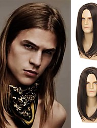 cheap -Mens Long Brown Wig Long Straight Wig for Men Middle Part Synthetic Heat Resistant Hair Wigs for Daily Party Costume Halloween