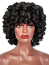cheap -Short Curly Afro Wigs for Black Women 14&#039;&#039; Kinky Medium Curly Black Wig with Bangs Natural Looking Synthetic Hair Replacement Wigs Heat Resistant for Daily Party