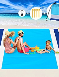 cheap -Sand Free Beach Blanket Waterproof Beach Mat Compact Outdoor Blanket Ideal for Picnic Travel Hiking Camping and Music Festivals with 4 Stakes 4 Corner Pockets and Bag - 82x 79(Blue)