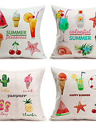 cheap -Summer Beach Double Side Cushion Cover 4PC/set Soft Decorative Square Throw Pillow Cover Cushion Case Pillowcase for Sofa Bedroom Superior Quality Machine Washable