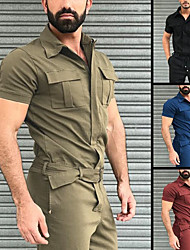 cheap -Men&#039;s Short Sleeve Coverall Military Jumpsuit with Multi Pockets Ripstop Fashion Romper One Piece Casual Pants Wrinkle Resistant Workout