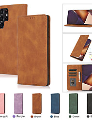 cheap -Phone Case For Samsung Galaxy Leather S22 Ultra Plus S21 FE S20 Note 20 Ultra Note 10 Plus Portable Wallet Flip Solid Colored PU Leather