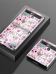 cheap -Phone Case For Samsung Galaxy Flip Z Flip 3 Flip Dustproof Shockproof Graphic Flower Tempered Glass