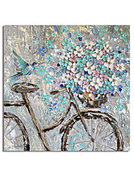 cheap -Oil Painting Handmade Hand Painted Wall Art Abstract Flowers and Bike Canvas Painting Home Decoration Decor Stretched Frame Ready to Hang