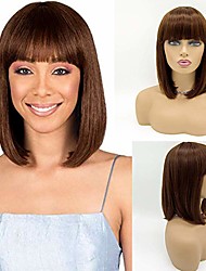 cheap -Wig With Hair Black Wig With Brown Highlights Heat Resistant Yoga Synthetic Straight Hair Full Head Wig For Women Everyday Wear