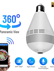 cheap -Panoramic light bulb camera 360 degree wireless WiFi mobile phone remote white light night vision HD intelligent monitoring