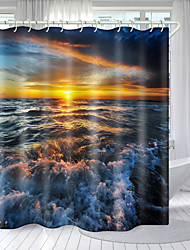 cheap -Sunset Beach Wave Series Digital Printing Shower Curtain Shower Curtains  Hooks Modern Polyester New Design