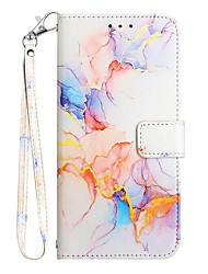cheap -Phone Case For Samsung Galaxy Wallet Card A73 A53 A33 S22 Ultra Plus S21 FE S20 with Wrist Strap Card Holder Slots Magnetic Flip Marble PU Leather