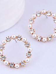 cheap -1 Pair Stud Earrings For Women&#039;s Wedding Sport Engagement Imitation Pearl Rhinestone Alloy Classic Fashion