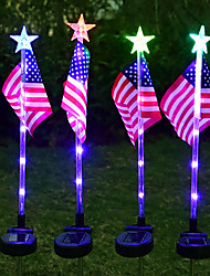 cheap -4pcs American Flag Lights Independence Day Solar Garden LED Lights Outdoor Decorative Lighting Waterproof LED Light for Home Garden Street Decoration