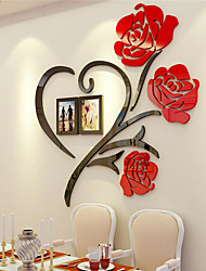 cheap -Red Love Rose Wall Decals 3D Diy Photo Frame Wall Stickers Home Gift Wall Hanging Decor Mural Home Decor Decal Art Ornament