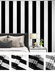 cheap -Simple Modern Black And White Gray Wallpaper Wall Covering Sticker Film Horizontal And Vertical Stripes Wallpaper Living Room Dining Room Bedroom Room Background Wallpaper HomeDeco 53*950CM