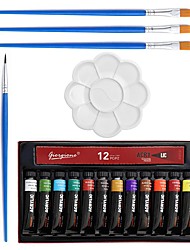 cheap -cross-border acrylic paint 18-piece set 12 ml 12-color spikes flat peak brush palette diy painting tools