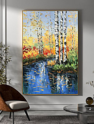 cheap -Frameless Oil Painting Handmade Oil PaintingCanvasWall Art DecorationAbstract Knife Painting Blue LandscapeHome Decoration Roll Frameless Painting