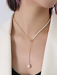 cheap -Pendant Necklace Chain Necklace Necklace Women&#039;s Geometrical Imitation Pearl Artistic Simple Fashion Vintage Cute Gold 50 cm Necklace Jewelry 1pc for Street Daily Holiday Engagement Festival