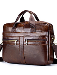 cheap -Mens Leather Laptop Bag Briefcases for Men 15.6 Inch Leather Briefcase Business Work Laptop Handbag Shoulder Bag Messenger Bag with Removable Strap