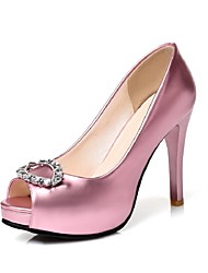 cheap -Women&#039;s Heels Dress Shoes Sexy Shoes Sparkling Glitter Stiletto Heel Peep Toe Elegant Party Wedding PU Leather Loafer Fall Summer Solid Colored Rosy Pink Silver Gold
