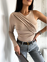 cheap -Women&#039;s T shirt Plain Round Neck Basic Tops White Black Pink