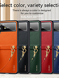 cheap -Samsung Z Flip3 Phone Case SULADA Treasure Box PC Leather Lanyard Hard Shell Folding Case For samsung z flip 3 case
