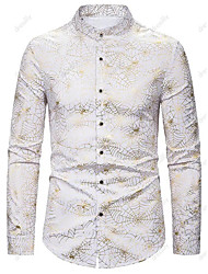 cheap -Men&#039;s Shirt Hot Stamping Graphic Spider web Turndown Street Casual Button-Down Print Long Sleeve Tops Casual Fashion Breathable Comfortable White