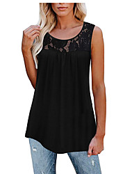 cheap -2021 european and american cross-border new products women&#039;s large size sleeveless lace pleated shirt summer shirt tunic top