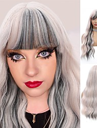 cheap -Platinum Blonde Wig with Bangs for Women 26&#039;&#039; Natural Long Blonde Curly Wig with Highlight Light Blonde and Black Synthetic Wig for Women Daily Cosplay Use