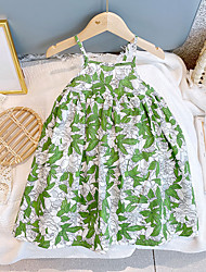 cheap -Kids Little Girls&#039; Dress Flower Strap Dress Green Knee-length Sleeveless Cute Dresses Summer Loose 2-8 Years
