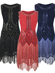cheap -The Great Gatsby Charleston Roaring 20s 1920s Cocktail Dress Vintage Dress Flapper Dress Prom Dress Women&#039;s Sequins Tassel Fringe Sequin Costume Black / Red / Blue Vintage Cosplay Event / Party