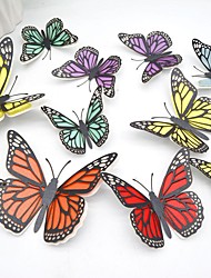 cheap -12pcs 3D Three-layer Hollow Pearl Paper Butterfly Wedding Holiday Home Decoration Diy Wall Stickers