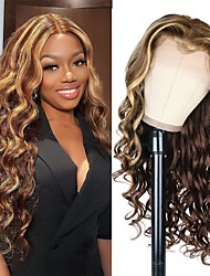 cheap -Ombre Highlight 13x4 Lace Front Human Hair Wig Body Wave Honey Blonde #TL412 Piano Color 10A Brazilian Virgin Human Hair Wig Pre Plucked with Baby Hair for Black Women 150% Density