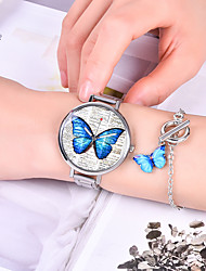 cheap -Fashion Women Blue Butterfly Quartz Watch Dresses Wristwatches With Bracelet 2pcs/Lot
