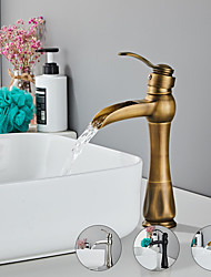 cheap -Bathroom Sink Faucet - Waterfall Nickel Brushed / Electroplated / Painted Finishes Centerset Single Handle One HoleBath Taps