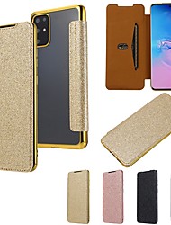 cheap -Phone Case For Samsung Galaxy Full Body Case S22 S21 Ultra Plus Note 10 A71 Shockproof Card Holder Slots Magnetic Flip Solid Colored Glitter Shine TPU PU Leather