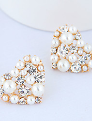 cheap -1 Pair Stud Earrings For Women&#039;s Wedding Street Formal Imitation Pearl Imitation Diamond Alloy Classic Sweet Heart