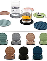 cheap -6pcs 10cm Non-slip Table Coaster Set Heat Resistant Silicone Mat Drink Glass Coasters Kitchen Accessories Coffee Mug Placemat with holder