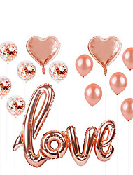 cheap -Wedding Party Decoration Supplies Aluminum Foil Balloon Package Rose Gold LOVE Sequin Balloon Send Straw Ribbon
