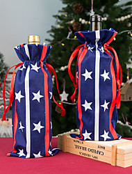 cheap -National Independence Day a pair of Red Wine Bottle Sets Star Spangled Banner Wine Bottle Bags Holiday Decorative Gift Bags