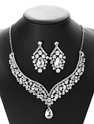 cheap -1 set Jewelry Set Bridal Jewelry Sets For Women&#039;s Cubic Zirconia White Wedding Party Evening Gift Silver Plated Imitation Diamond Alloy Layered Heart