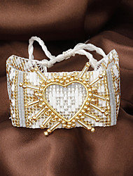 cheap -Women&#039;s Bracelet Braided Heart Fashion Trendy Glass Bracelet Jewelry White / Black For Party Evening Gift Beach