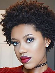 cheap -Human Hair Wig Short Afro Curly Pixie Cut Natural Black Adjustable Natural Hairline For Black Women Machine Made Capless Brazilian Hair Women&#039;s Natural Black #1B 4 inch Daily Wear Party &amp; Evening