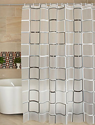 cheap -Bathroom Shower Curtain 3D Checkered Waterproof Mildew proof PEVA Bath Curtain Shower Curtains Environmental Toilet Door Curtain with Curtain Hooks