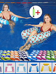 cheap -Summer Inflatable Foldable Floating Row Swimming Relax Three Pipes Net Pocket Water Lounge Chair Hammock Air Mattresses Pool Toy