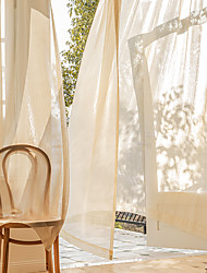 cheap -Basic Rod Pocket Sheer Voile Window Curtain Beige 1 Panel for Kitchen Bedroom Children Living Room Yard