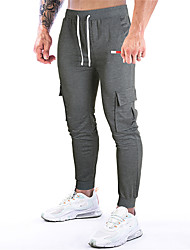 cheap -Men&#039;s Casual Jogger Sweatpants Tapered pants Drawstring Elastic Waist Full Length Pants Micro-elastic Solid Color Mid Waist Black Dark Gray S M L XL